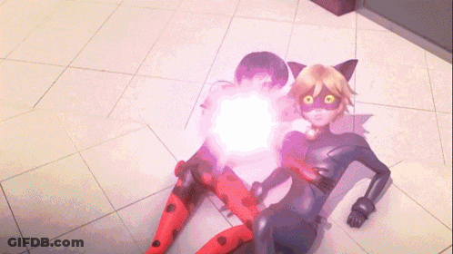 Cartoon Characters Lying On Floor With Light Coming Out GIF