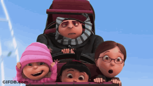 Cartoon Characters On A Roller Coaster GIF