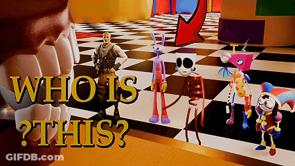 Cartoon Characters On Checkered Floor Saying Who Is This GIF
