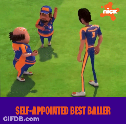 Cartoon Characters On Field Saying Self-Appointed Best Baller GIF