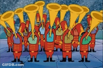 Cartoon Characters Playing Brass Instruments GIF