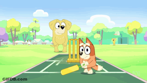 Cartoon Characters Playing Cricket GIF