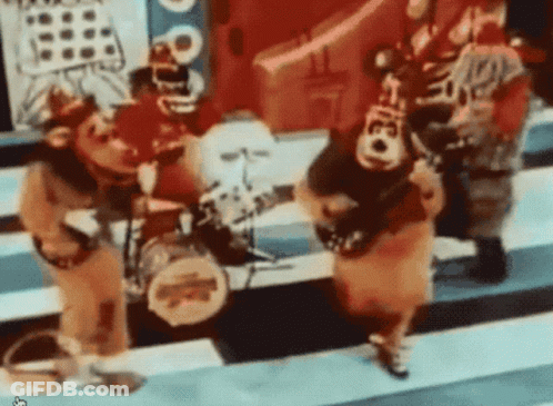 Cartoon Characters Playing Drums And Singing GIF