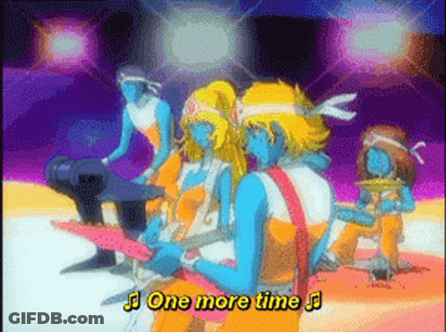 Cartoon Characters Playing Guitars Singing One More Time GIF