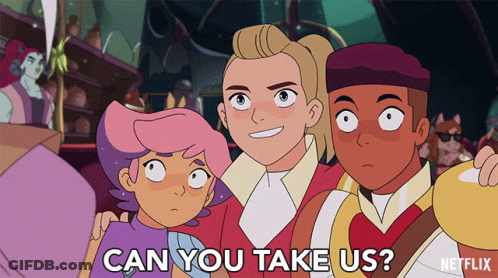 Cartoon Characters Posing Can You Take Us GIF