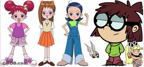 Cartoon Characters Posing For Photo GIF