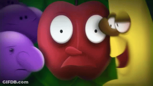 Cartoon Characters Red Apple Yellow Banana GIF