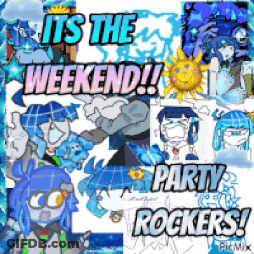 Cartoon Characters Say It's The Weekend GIF