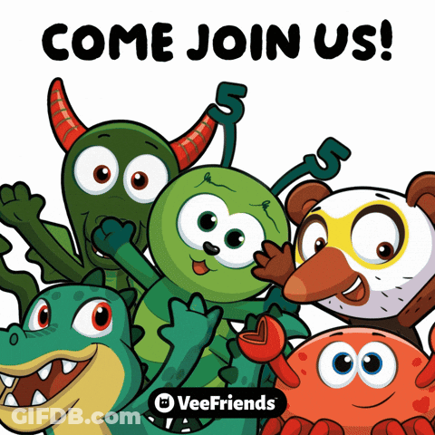 Cartoon Characters Saying Come Join Us GIF