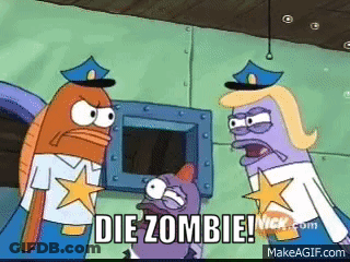 Cartoon Characters Saying Die Zombie GIF