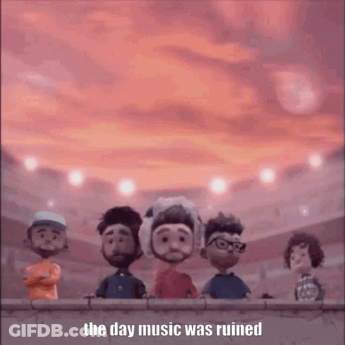 Cartoon Characters Saying The Day Music Was Ruined GIF