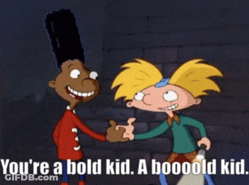 Cartoon Characters Shaking Hands Saying You're A Bold Kid A Booold Kid GIF