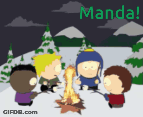 Cartoon Characters Sitting Around Campfire Mandalorian GIF