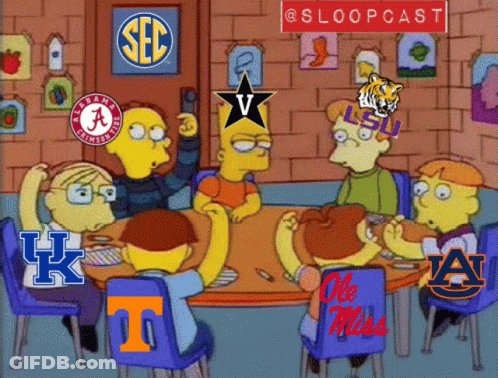 Cartoon Characters Sitting Around Table Saying @Sloopcast GIF