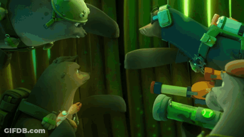 Cartoon Characters Standing Around Large Green Frog GIF