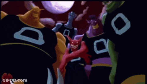 Cartoon Characters Standing Before Moon GIF