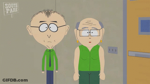 Cartoon Characters Standing Before South Park Sign GIF