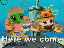 Cartoon Characters Standing Here We Come GIF