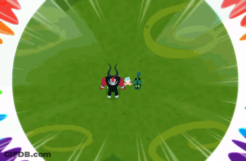 Cartoon Characters Standing In Circle Including Pony And Dragon GIF