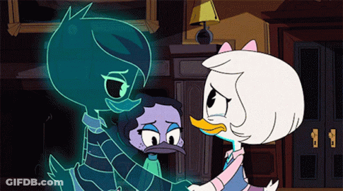 Cartoon Characters Standing In Dark Room GIF