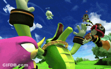 Cartoon Characters Standing In Field With Blue Sky GIF