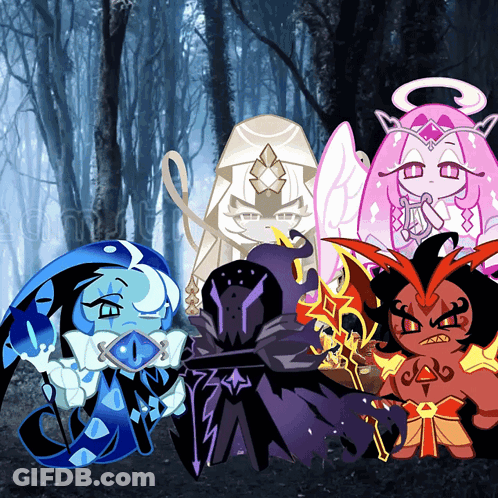 Cartoon Characters Standing In Forest GIF