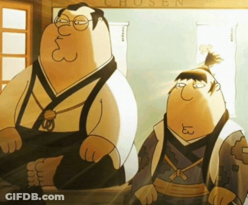 Cartoon Characters Standing In Front Of Chosen Sign GIF