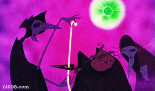 Cartoon Characters Standing In Front Of Purple Background GIF