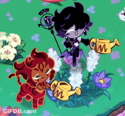 Cartoon Characters Standing In Garden GIF
