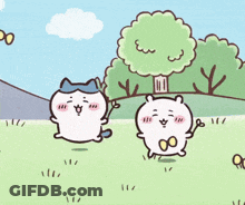 Cartoon Characters Standing In Grassy Field GIF