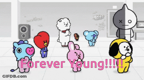 Cartoon Characters Standing In Room Forever Young GIF