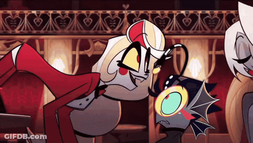 Cartoon Characters Standing In Room With Hearts On Wall GIF