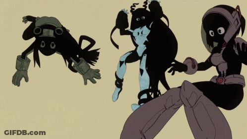 Cartoon Characters Standing Next To Each Other GIF