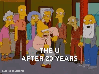 Cartoon Characters Standing Next To Each Other Saying The U After 20 Years GIF