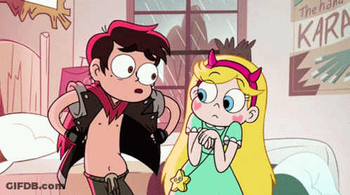 Cartoon Characters Standing Next To Kara Sign GIF