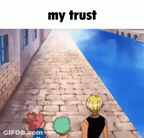 Cartoon Characters Standing On Brick Sidewalk Looking At Water GIF