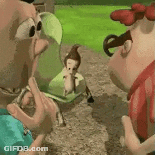 Cartoon Characters Standing On Dirt Path GIF