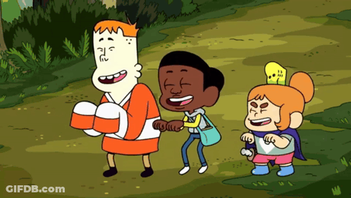 Cartoon Characters Standing On Path GIF
