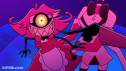 Cartoon Characters Standing On Purple Background GIF