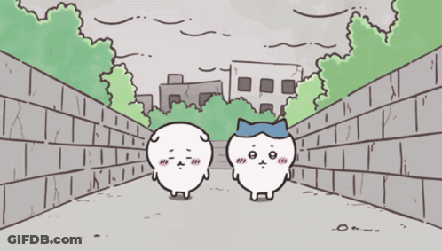 Cartoon Characters Standing On Sidewalk GIF