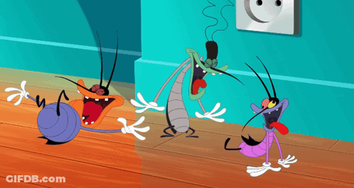 Cartoon Characters Standing On Wood Floor GIF