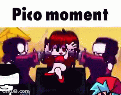 Cartoon Characters Standing Together In Pico Moment Video Game GIF
