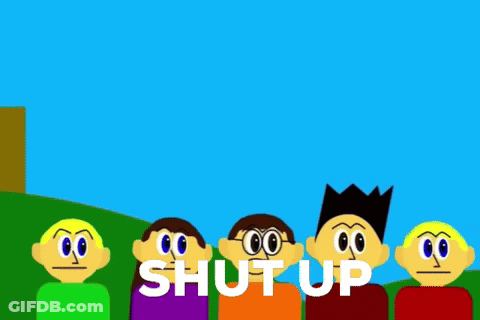 Cartoon Characters Standing Together Shut Up GIF