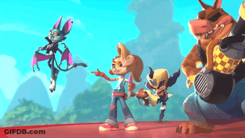 Cartoon Characters Standing Together GIF