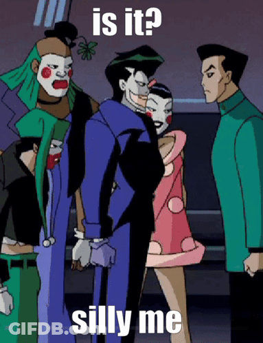 Cartoon Characters Standing With Caption Is It Silly Me GIF