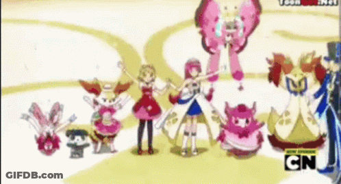 Cartoon Characters Standing With CN GIF