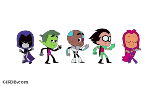 Cartoon Characters Standing With Eyes Closed GIF