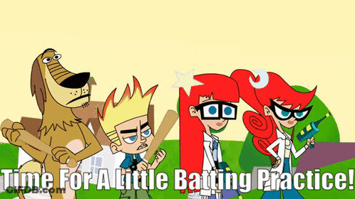 Cartoon Characters Time For A Little Batting Practice GIF