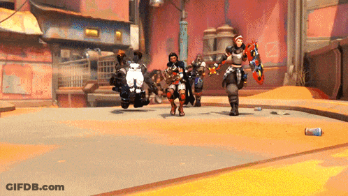 Cartoon Characters Walking Down Street GIF