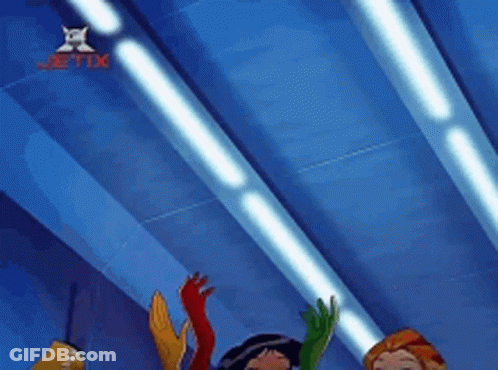 Cartoon Characters Waving In Front Of Jetix Logo GIF